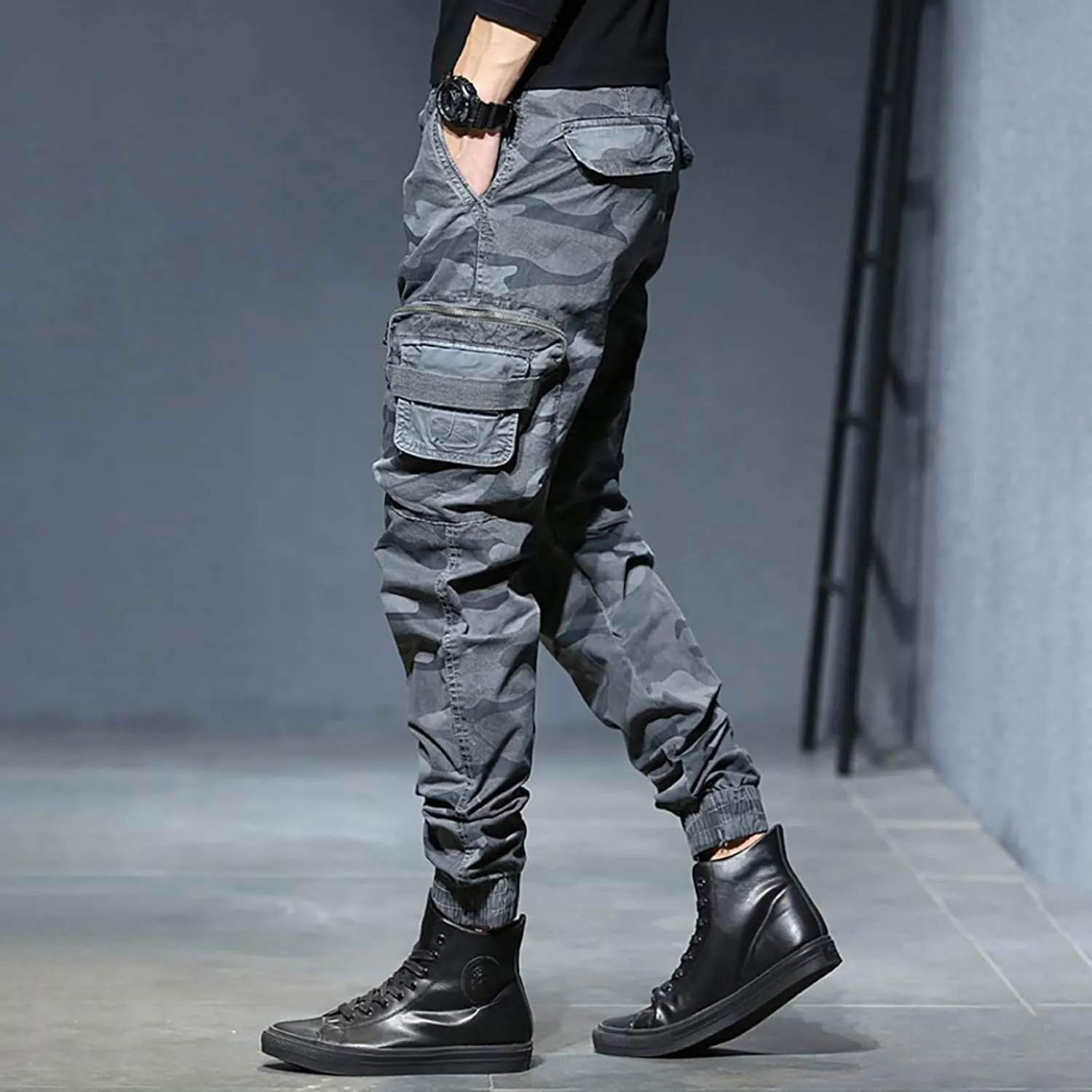 Cargo Sweatpants for Men Big and Tall Pockets Men's Winter Cargo Pants Thick Fleece Joggers Loose Sport Long Trousers