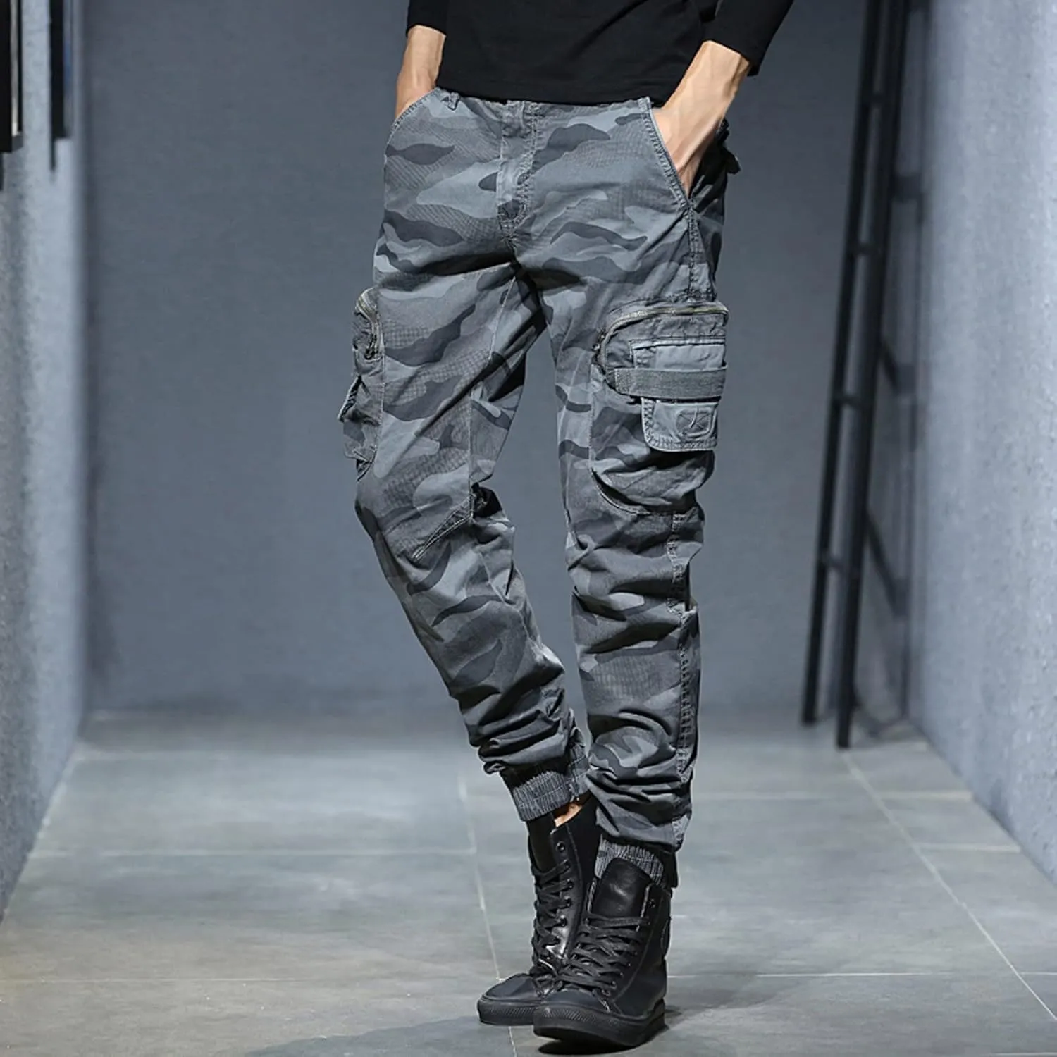 Cargo Sweatpants for Men Big and Tall Pockets Men's Winter Cargo Pants Thick Fleece Joggers Loose Sport Long Trousers