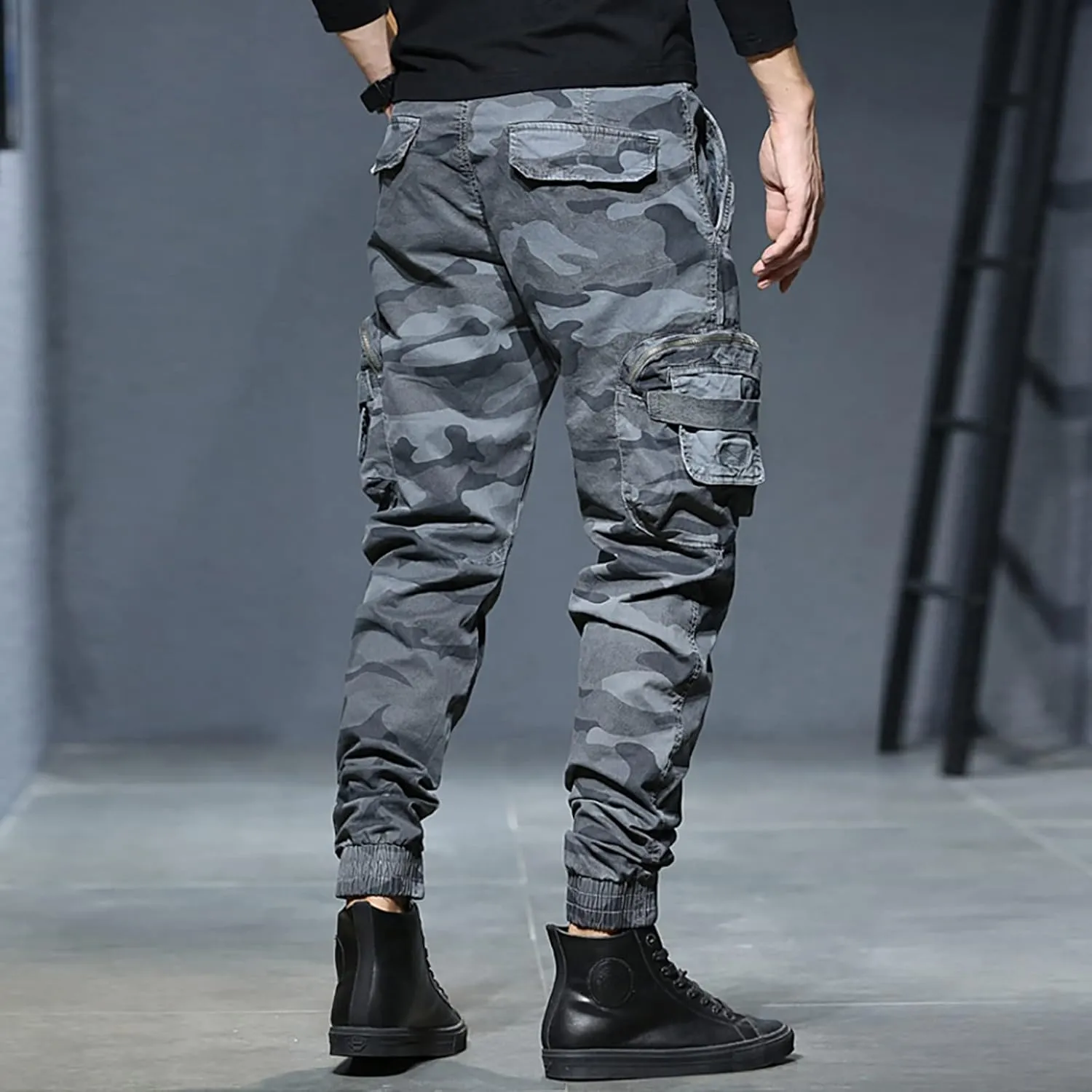 Cargo Sweatpants for Men Big and Tall Pockets Men's Winter Cargo Pants Thick Fleece Joggers Loose Sport Long Trousers