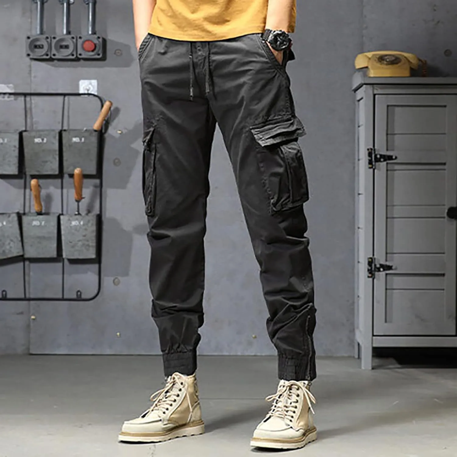 Cargo Sweatpants for Men Jogger Pants Athletic Chino Trousers Sweatpants Track Pants Men Man Casual Cargo Pants Solid