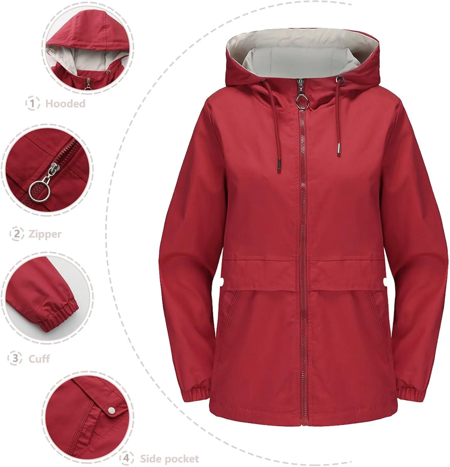 Casual Lightweight Jacket Utility Coat for Womens Long Sleeve Winter Warm Hooded Lightweight Jackets