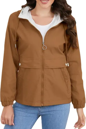 Casual Lightweight Jacket Utility Coat for Womens Long Sleeve Winter Warm Hooded Lightweight Jackets