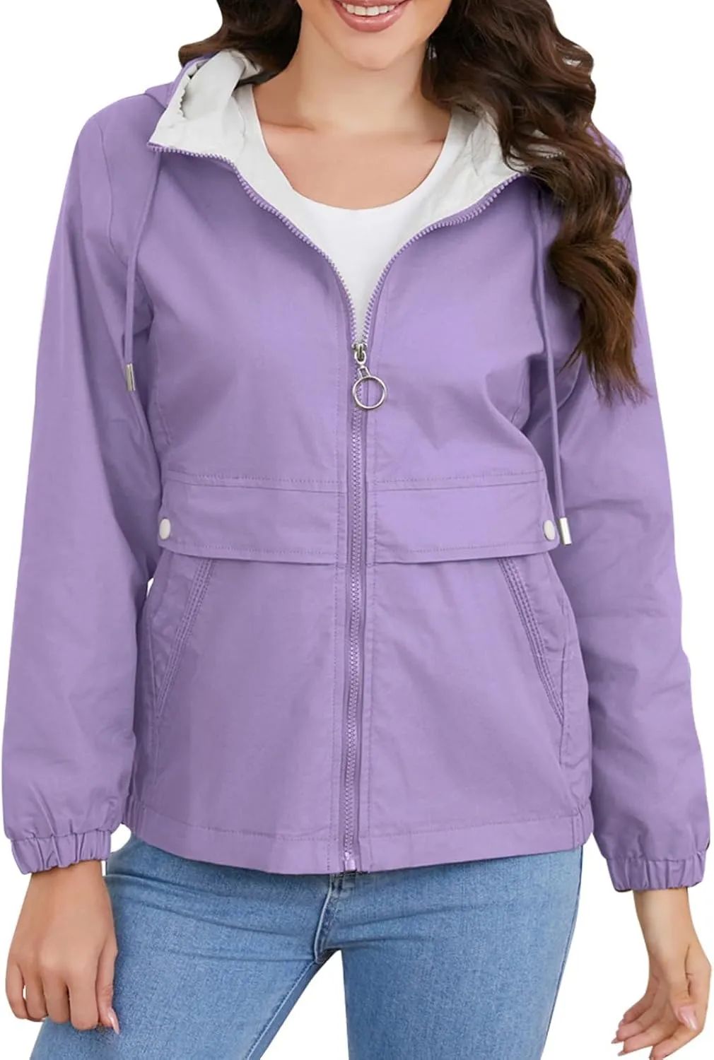 Casual Lightweight Jacket Utility Coat for Womens Long Sleeve Winter Warm Hooded Lightweight Jackets