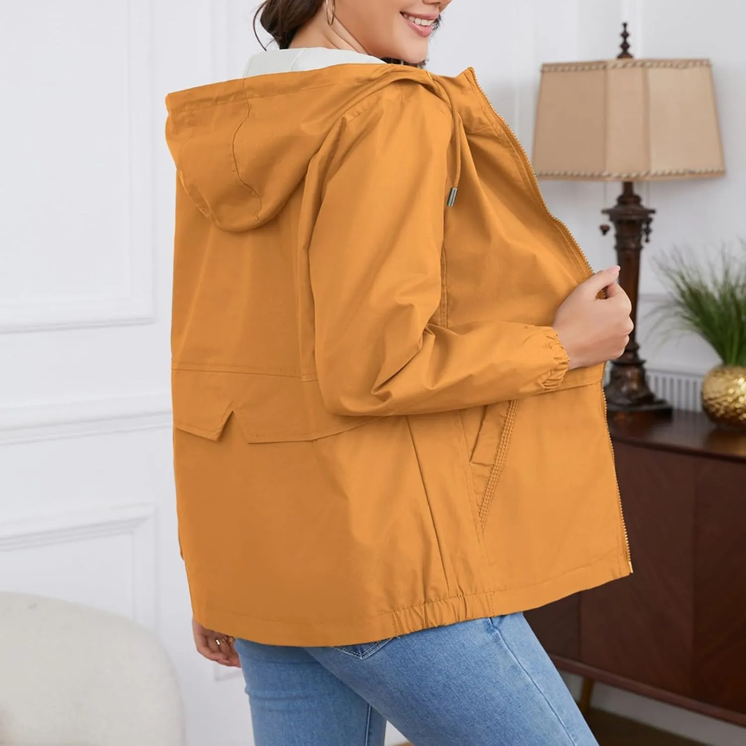 Casual Lightweight Jacket Utility Coat for Womens Long Sleeve Winter Warm Hooded Lightweight Jackets