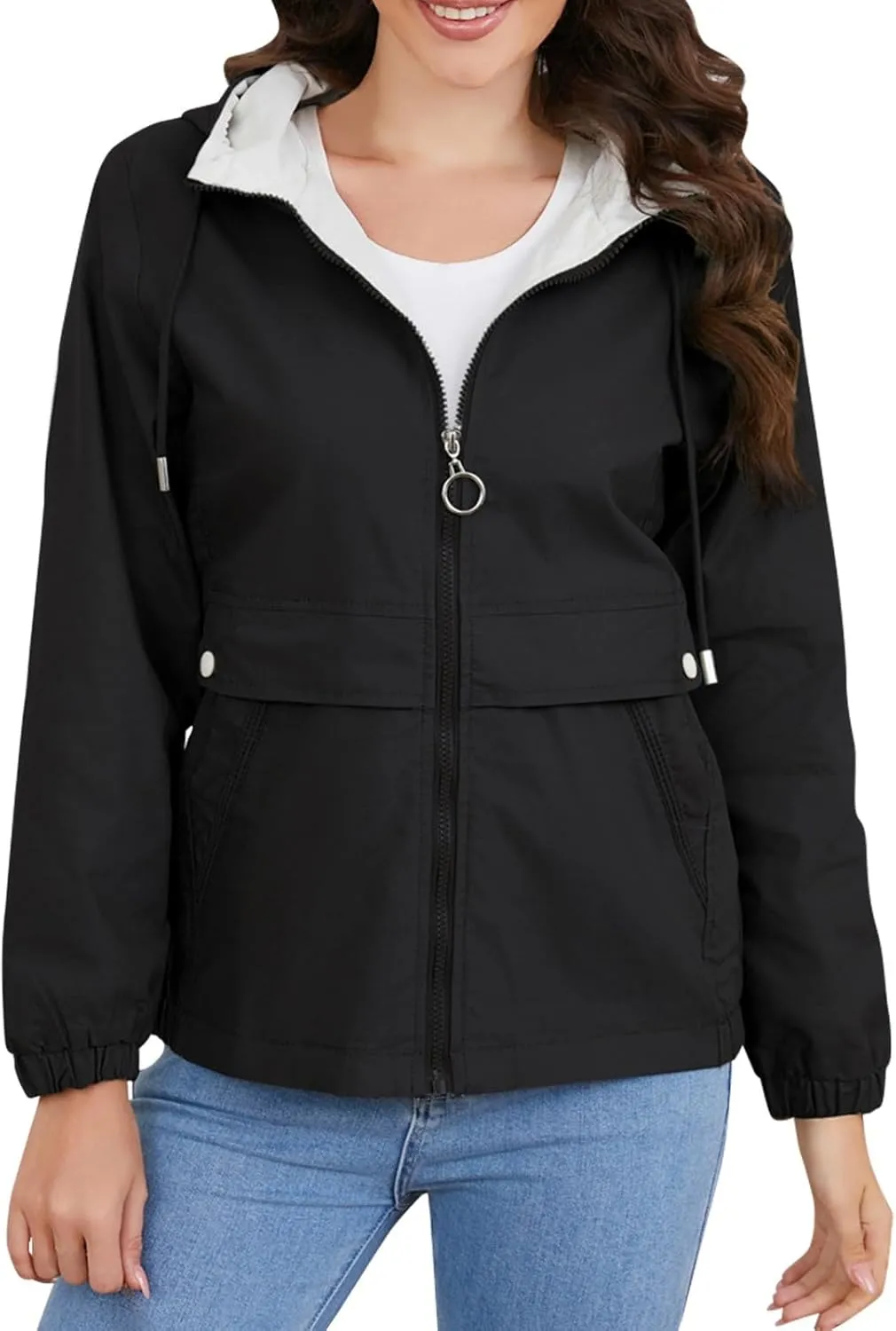 Casual Lightweight Jacket Utility Coat for Womens Long Sleeve Winter Warm Hooded Lightweight Jackets