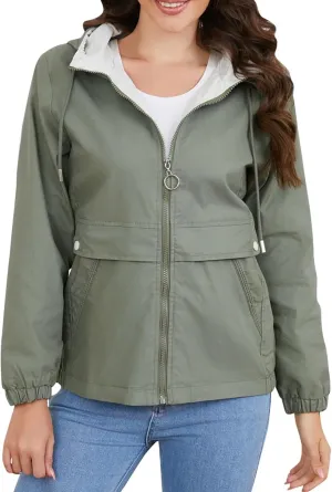 Casual Lightweight Jacket Utility Coat for Womens Long Sleeve Winter Warm Hooded Lightweight Jackets