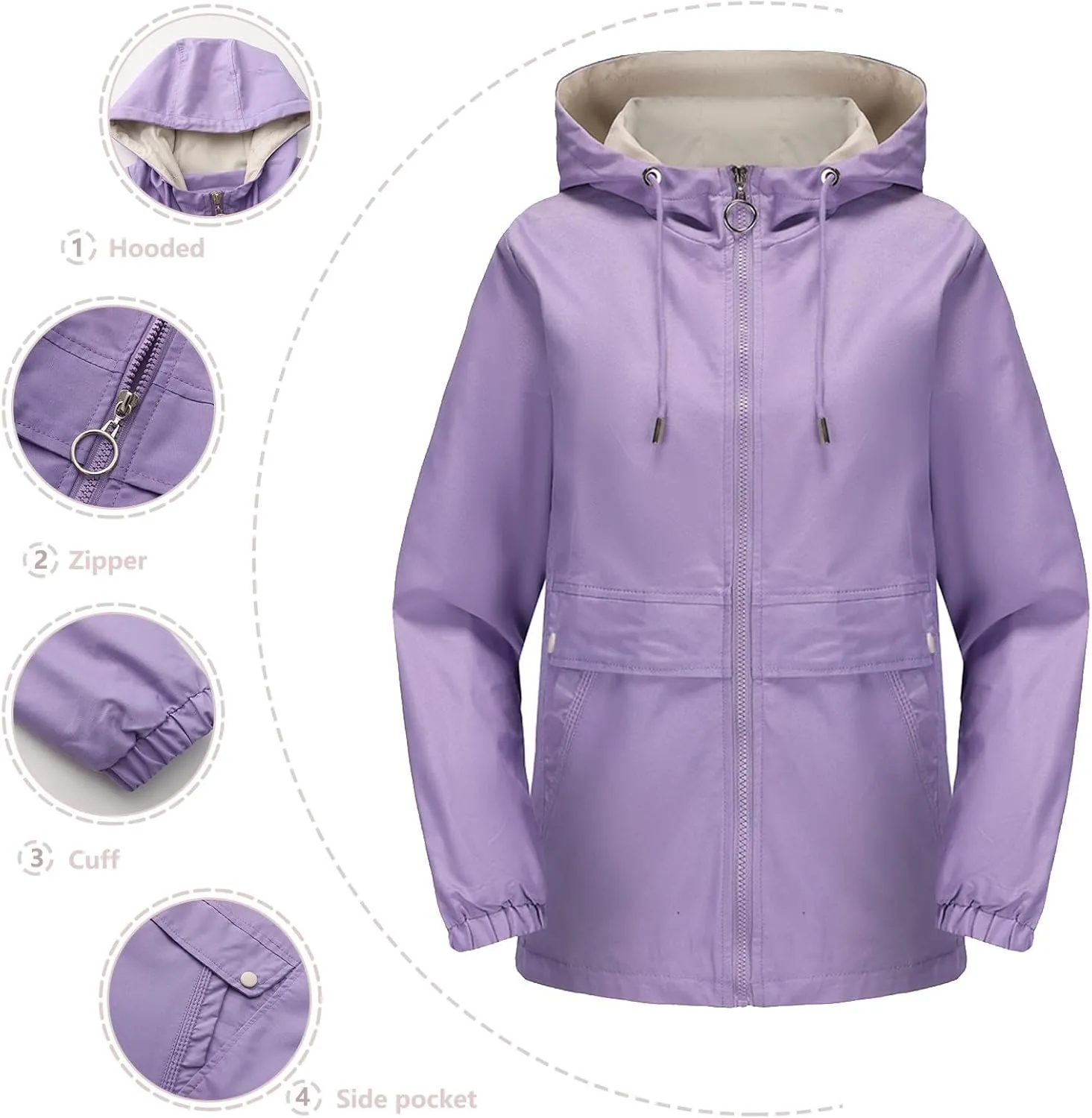 Casual Lightweight Jacket Utility Coat for Womens Long Sleeve Winter Warm Hooded Lightweight Jackets