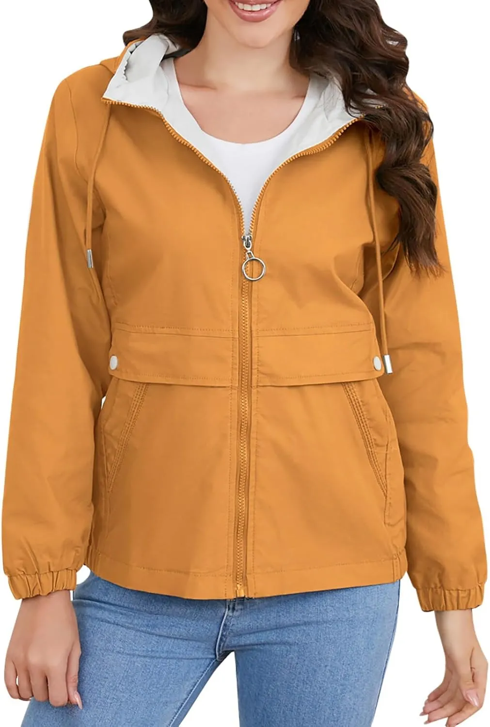Casual Lightweight Jacket Utility Coat for Womens Long Sleeve Winter Warm Hooded Lightweight Jackets
