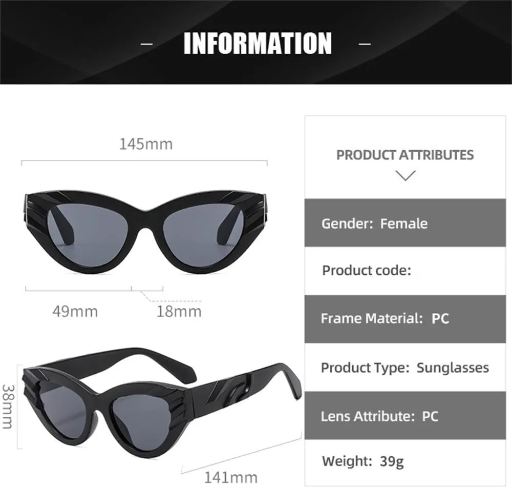 Cat Eye Sunglasses Women Men PC Gradients Lens Frame Vintage Eyewear UV400