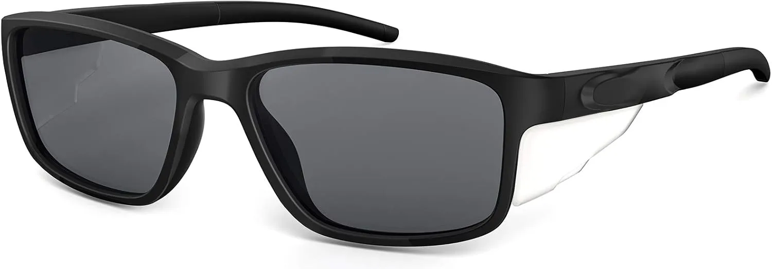 CAXMAN Mens Sunglasses Polarized w/Side Shields Rectangular Sports Sunglasses 100% UV Protection