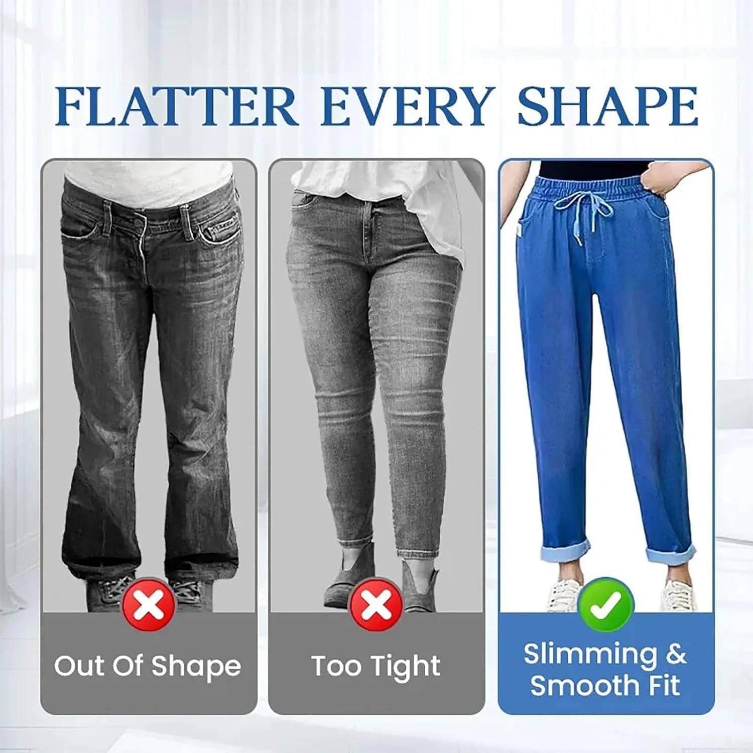 Comfijeans - High Waist Ultra-Stretch Mom Jeans, Comfyjeans for Women Stretch Petite High Waisted Jeans