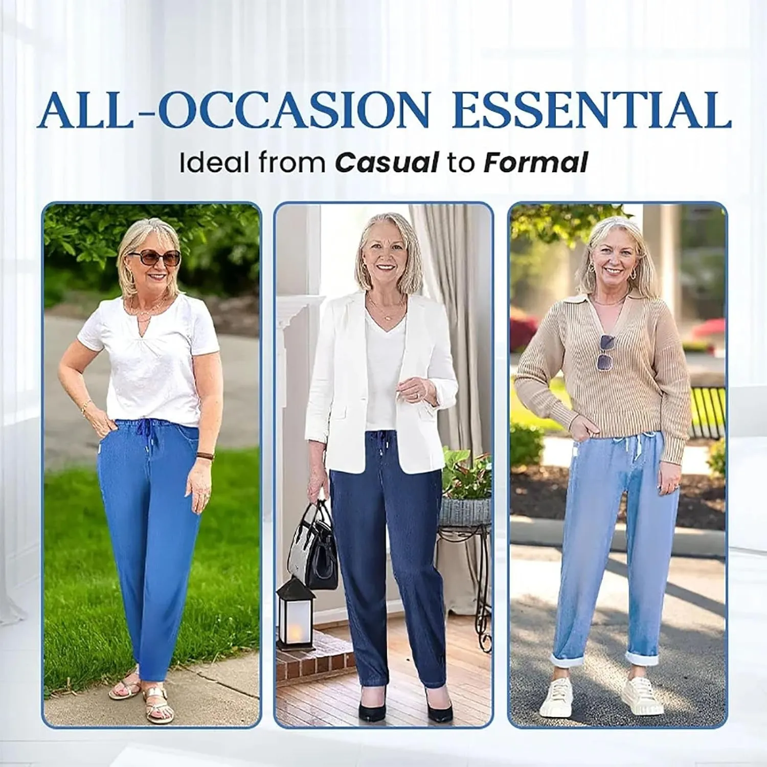 Comfijeans - High Waist Ultra-Stretch Mom Jeans, Comfyjeans for Women Stretch Petite High Waisted Jeans