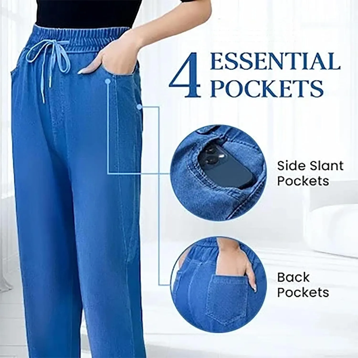 Comfijeans - High Waist Ultra-Stretch Mom Jeans, Comfyjeans for Women Stretch Petite High Waisted Jeans