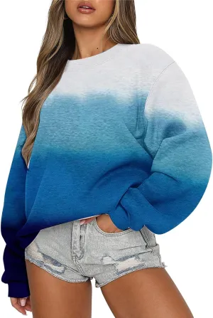 Crew Neck Sweatshirts Women Oversized Crewneck Sweatshirt Long Sleeve Fleece Pullover Fall Y2k Hoodies Preppy Clothes