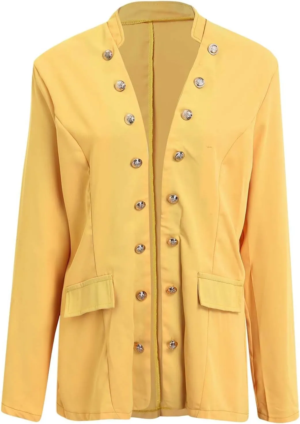 Crop Blazer for Women Mock Neck Button Jacket Open Front Cardigan Blouse Tops Business Casual Suit Coats