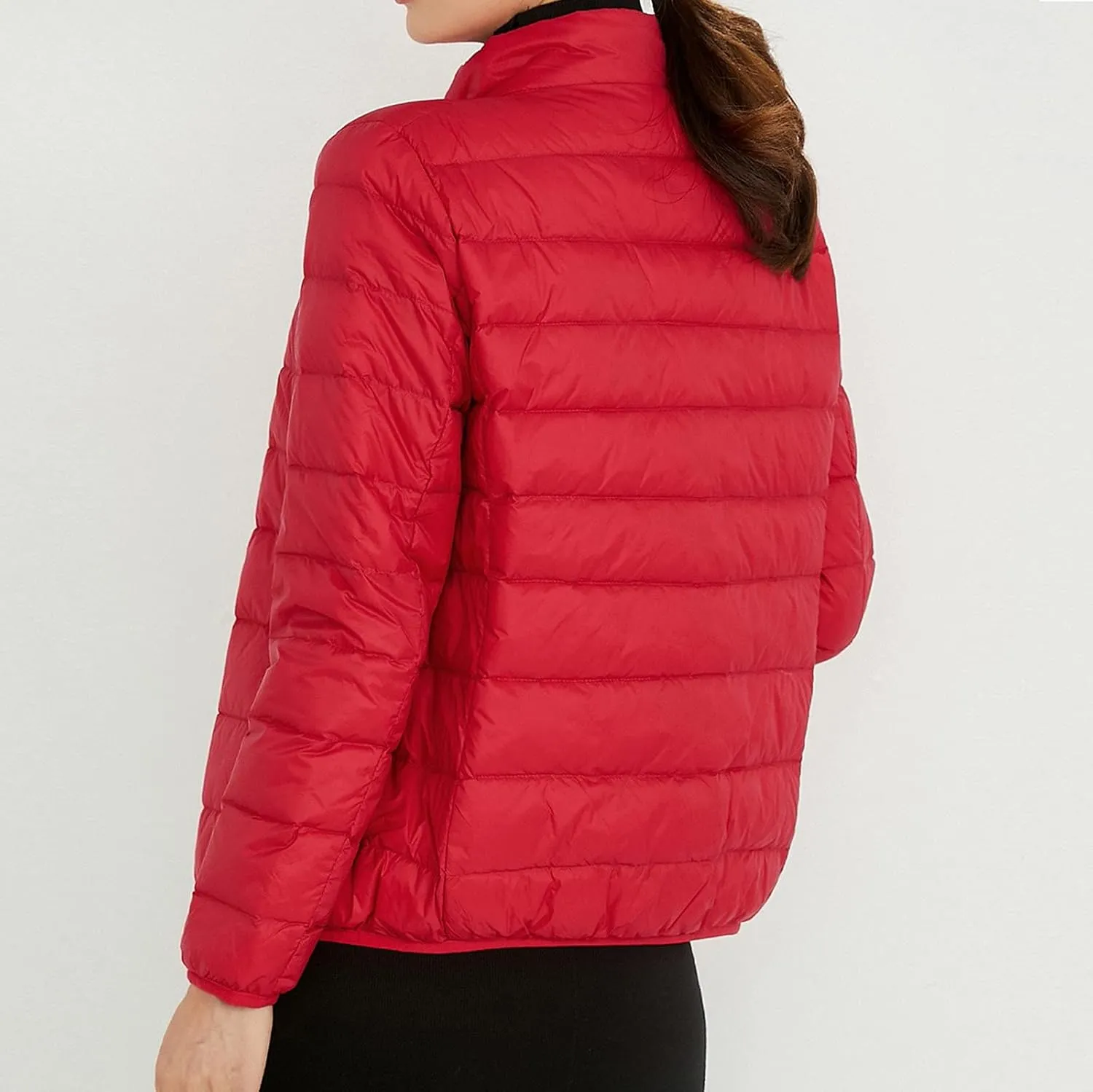 Cropped Puffer Coat Women Lightweight Down Jacket Packable Parkas Jacket Outerwear Full Zip Winter Hooded Quilted Coat