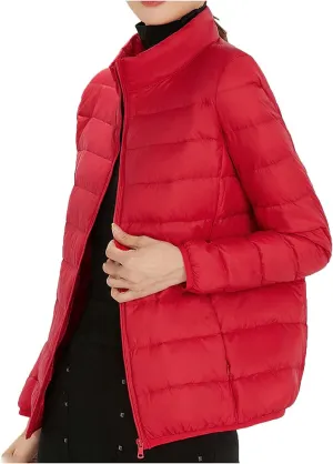 Cropped Puffer Coat Women Lightweight Down Jacket Packable Parkas Jacket Outerwear Full Zip Winter Hooded Quilted Coat