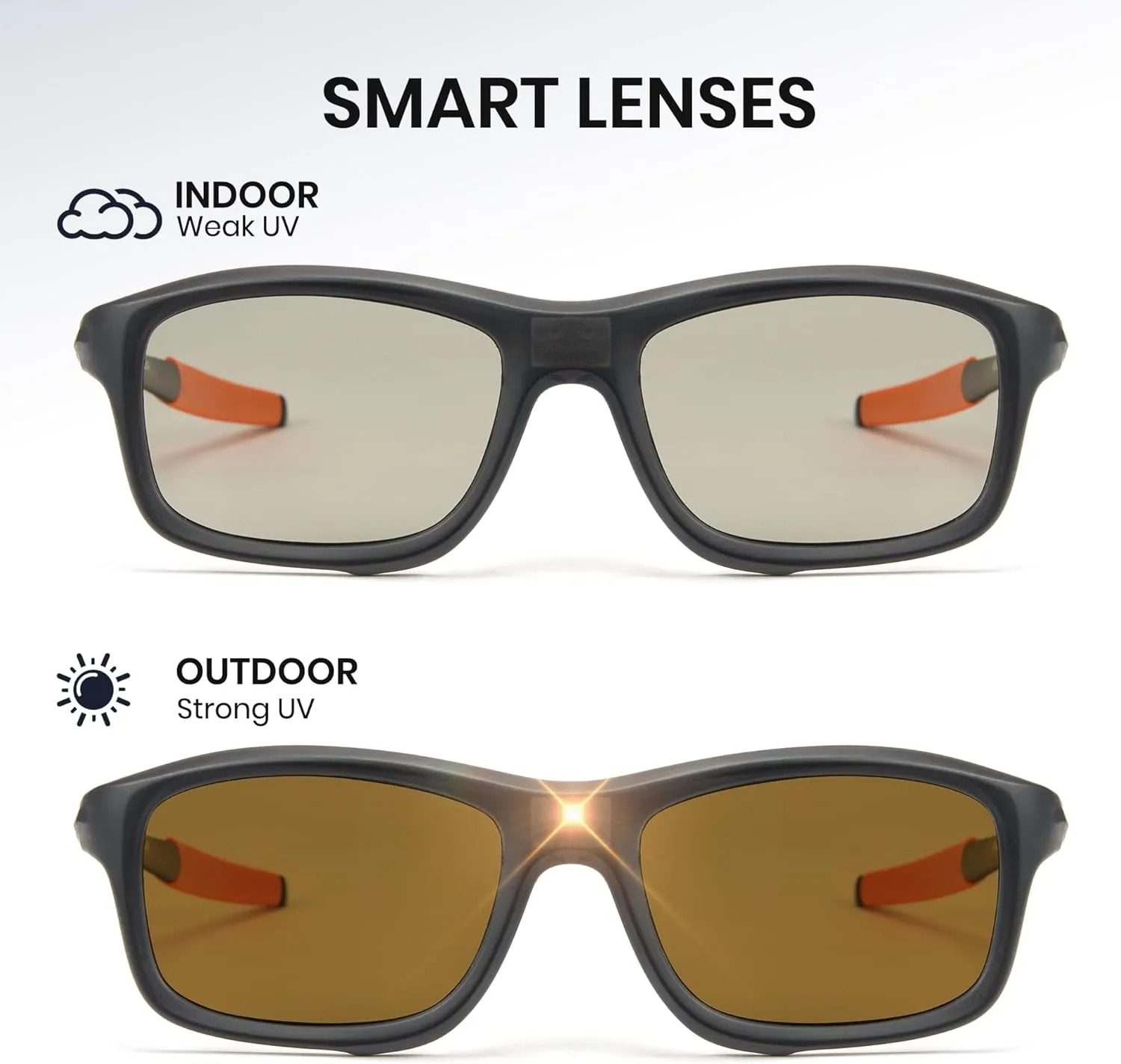 Cyxus 0.1 Seconds Smart Photochromic Sunglasses Men Women Polarized Sunglasses UV Protection with Blue Light Blocking P1176