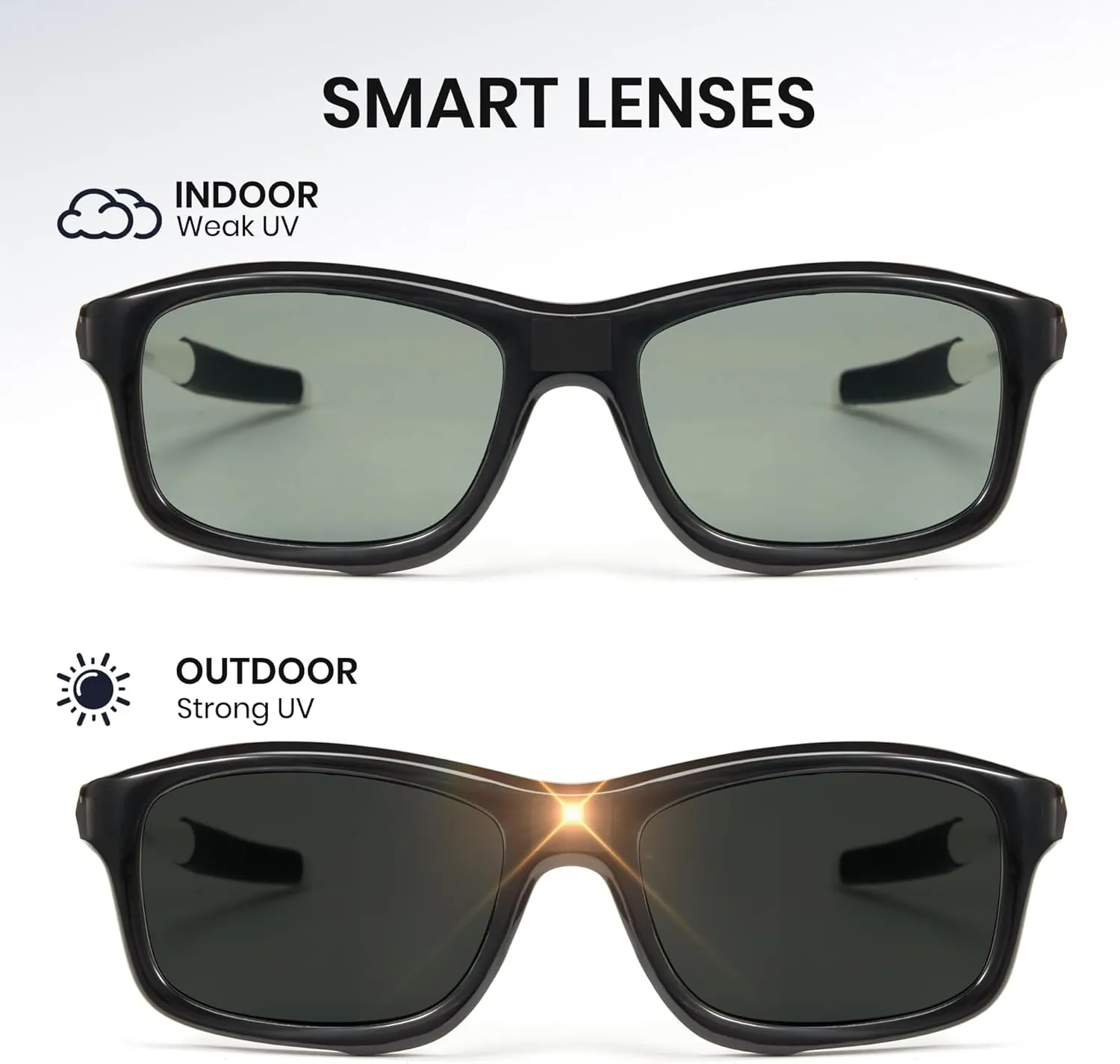 Cyxus 0.1 Seconds Smart Photochromic Sunglasses Men Women Polarized Sunglasses UV Protection with Blue Light Blocking P1176