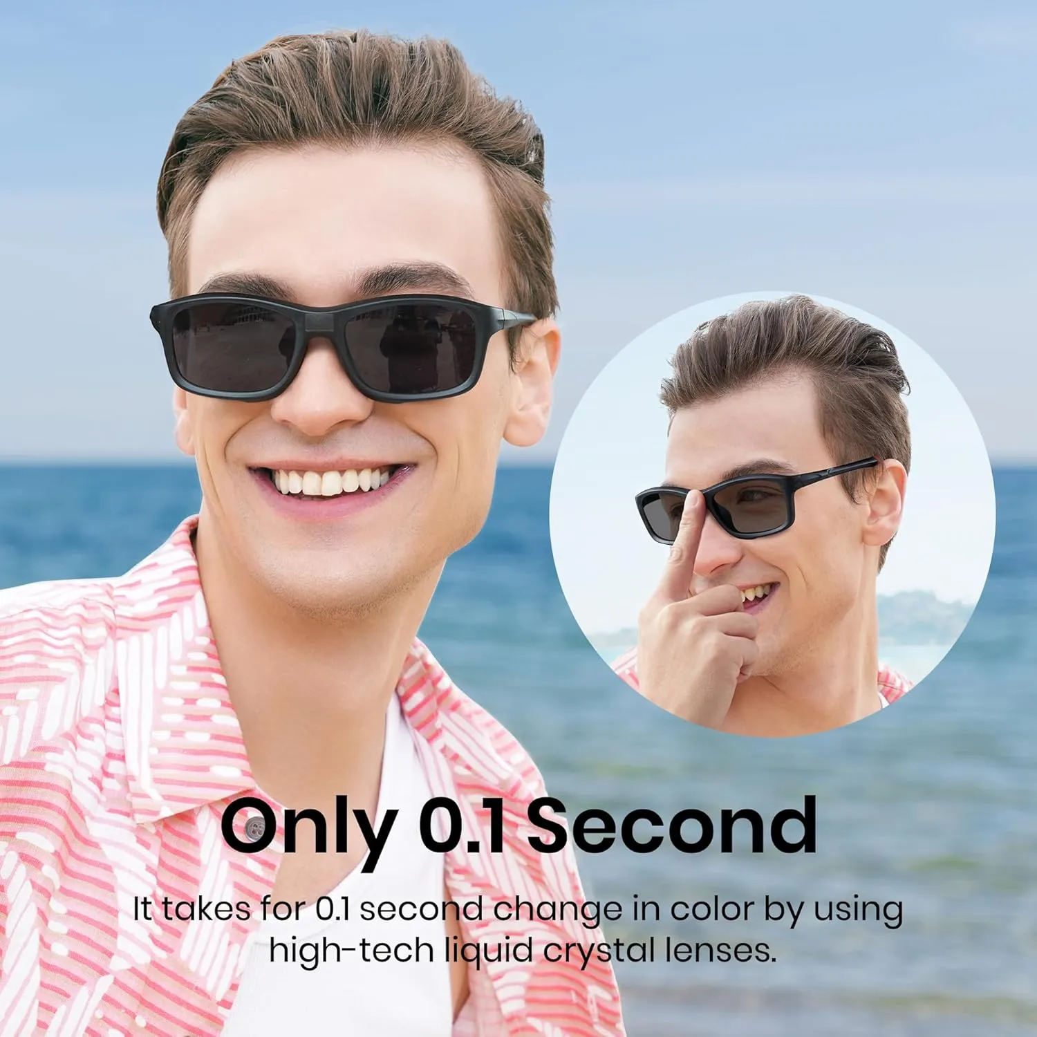 Cyxus 0.1 Seconds Smart Photochromic Sunglasses Men Women Polarized Sunglasses UV Protection with Blue Light Blocking P1176