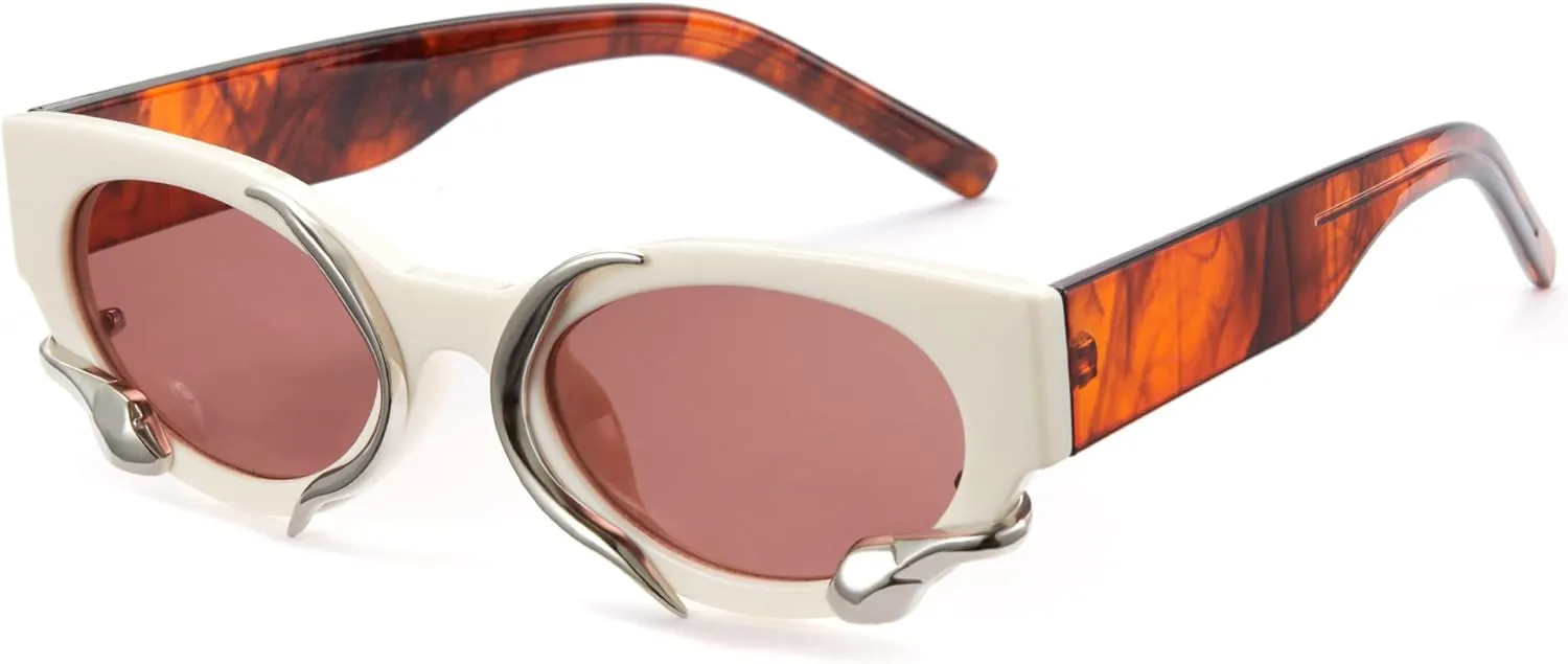 Cyxus Y2K UV400 Protection Sunglasses For Women Men Unique Fashion Snake Frame Shades.