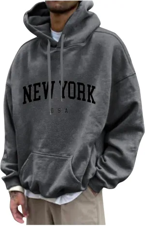 DuDubaby Mens Hoodies Print Fashion Loose Unisex Oversized Lightweight Long-Sleeved Fall Hoodies With Designs