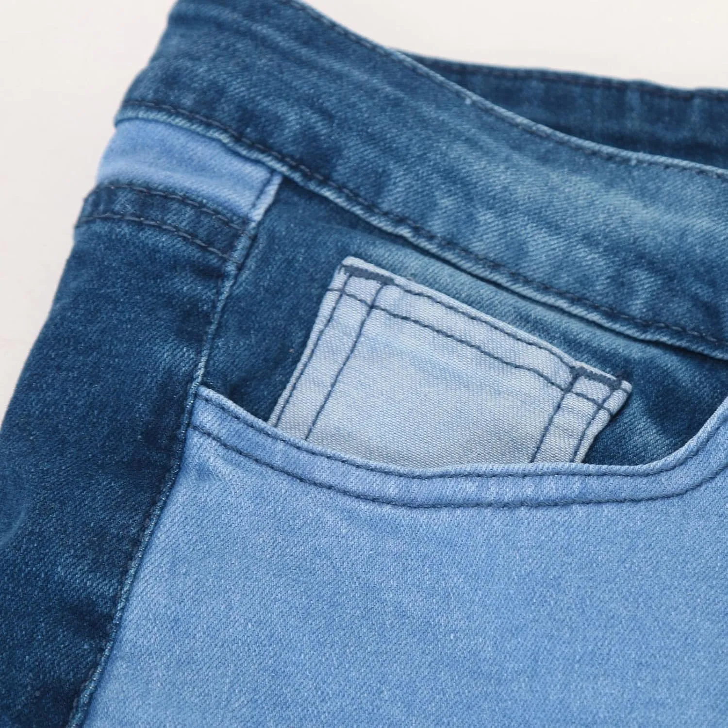 Elastic Waist Jeans for Women Color Patchwork High Waisted High Stretch Jeans Straight Leg Denim Long Pants