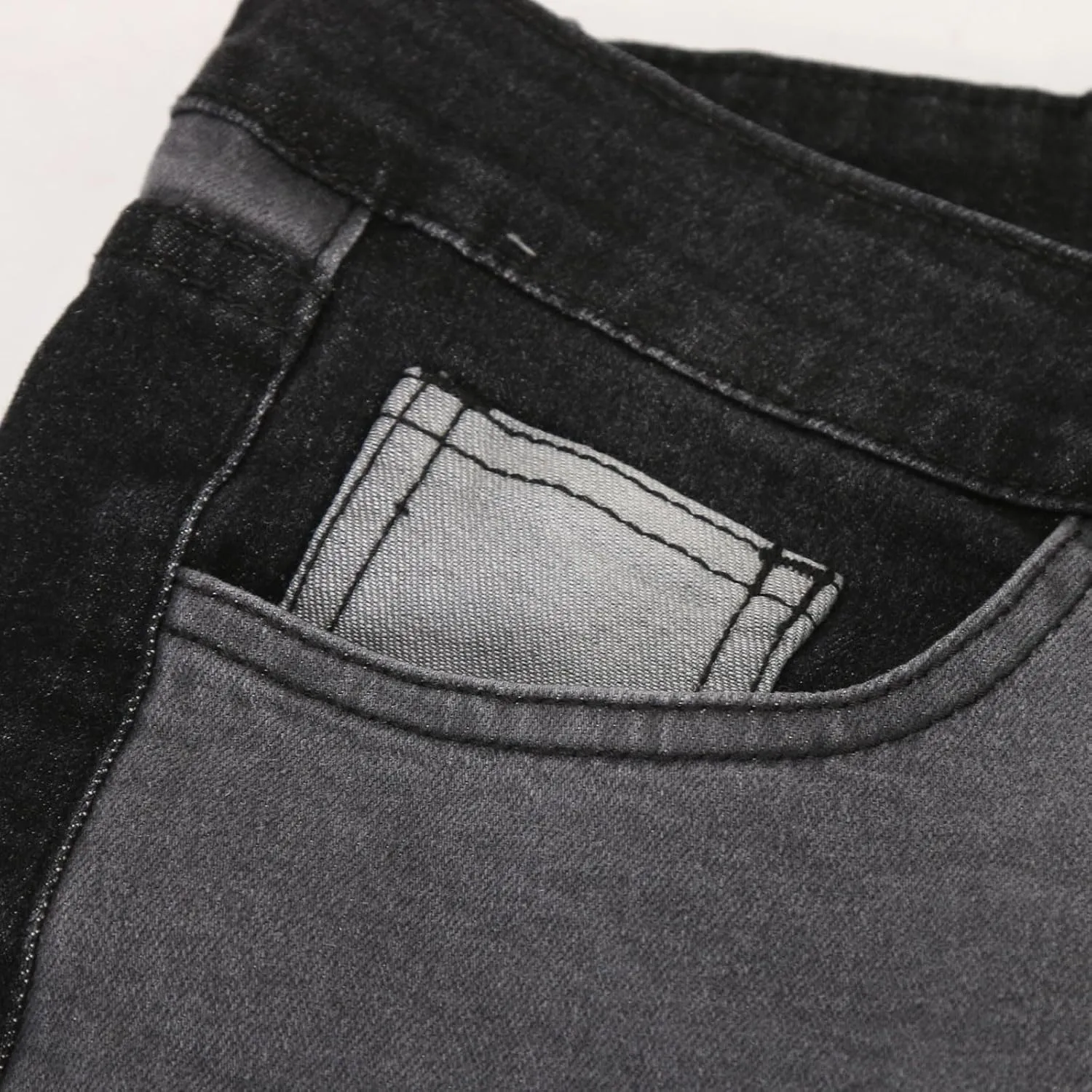 Elastic Waist Jeans for Women Color Patchwork High Waisted High Stretch Jeans Straight Leg Denim Long Pants