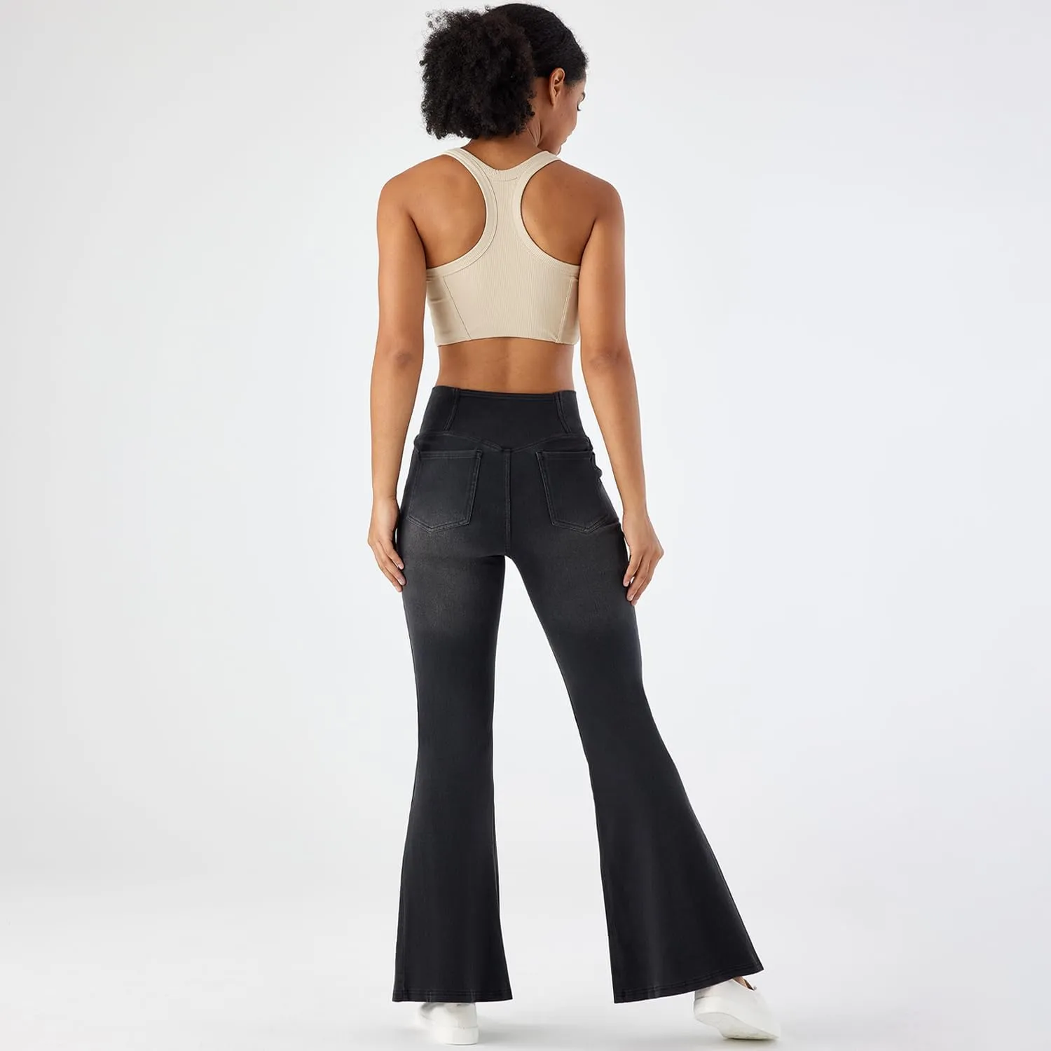 Flare Jeans for Women Crossover High Waist Bell Bottom Jeans Stretch Wide Leg Jeans
