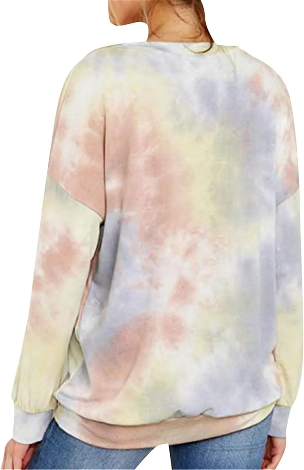 FLITAY Womens Oversized Crewneck Sweatshirts Casual Comfy Fall Tops Fashion Tie Dye Fit Sweatshirts