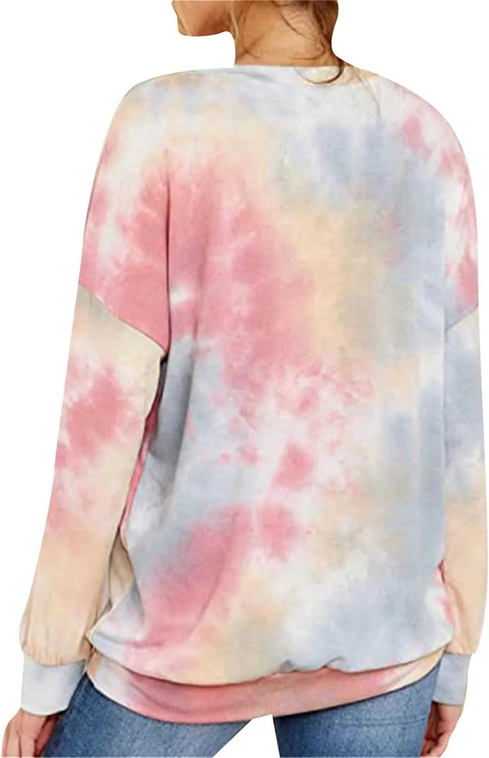 FLITAY Womens Oversized Crewneck Sweatshirts Casual Comfy Fall Tops Fashion Tie Dye Fit Sweatshirts