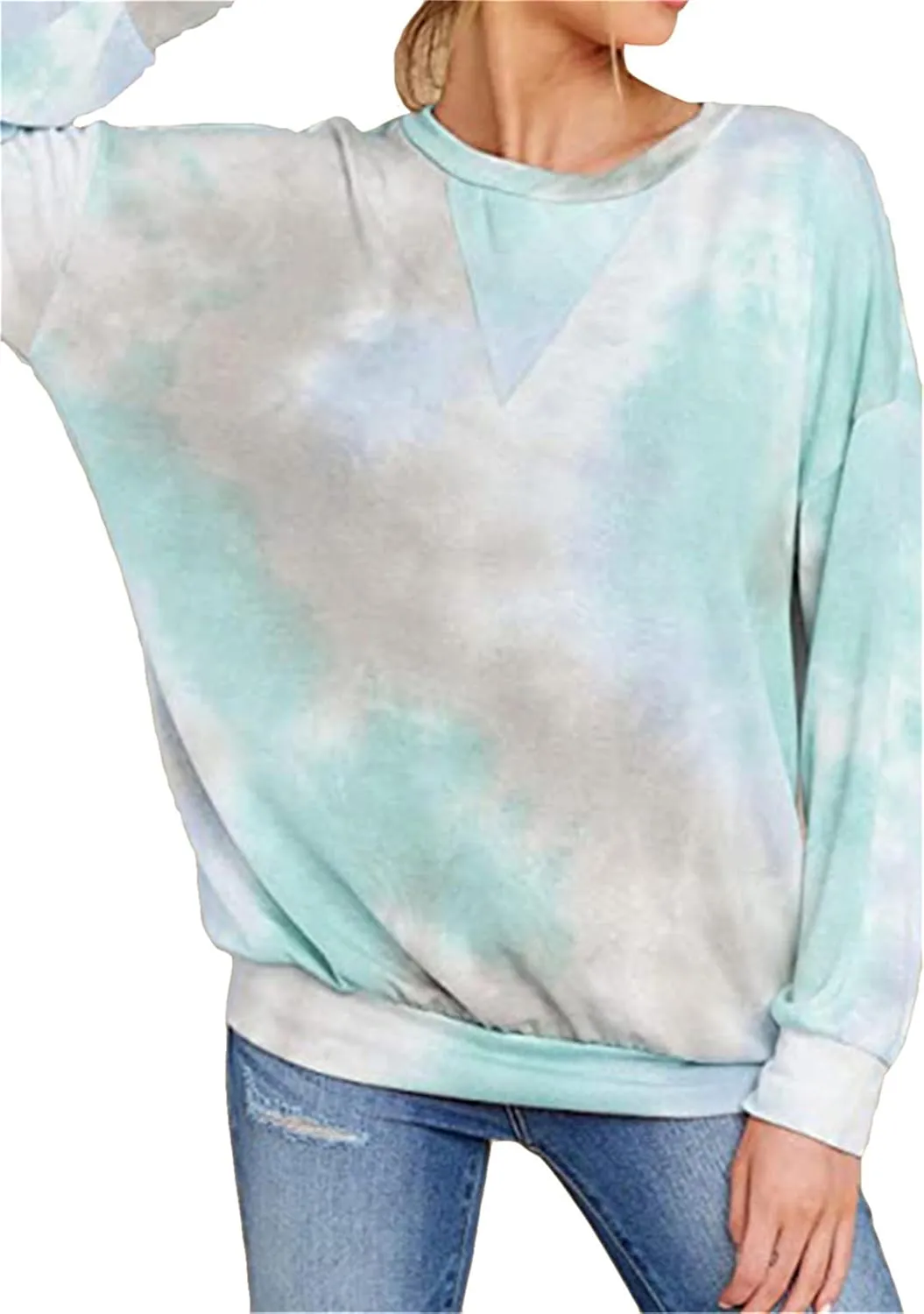 FLITAY Womens Oversized Crewneck Sweatshirts Casual Comfy Fall Tops Fashion Tie Dye Fit Sweatshirts
