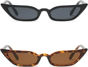 Freckles Mark 90s Vintage Retro Narrow Cat Eye Sunglasses for Women Small Fashion Sun Glasses