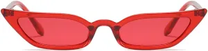 Freckles Mark 90s Vintage Retro Narrow Cat Eye Sunglasses for Women Small Fashion Sun Glasses