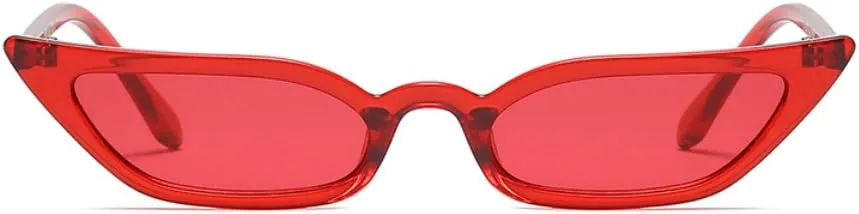 Freckles Mark 90s Vintage Retro Narrow Cat Eye Sunglasses for Women Small Fashion Sun Glasses