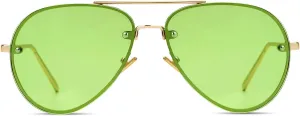 Freckles Mark Oversized Aviator Sunglasses Vintage Retro Gold Metal Frame Colorful Lenses 62mm