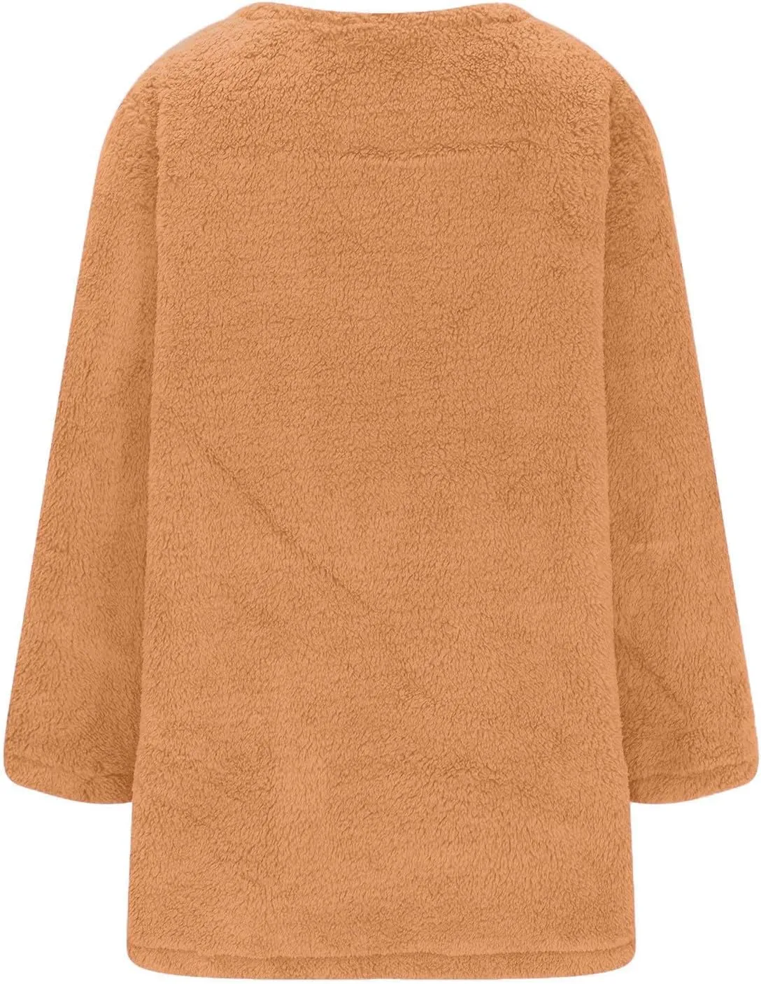 Fuzzy Fleece Pullover Women Sherpa Lined Crewneck Sweatshirts 2024 Trendy Winter Warm Faux Fur Loungewear with Pockets
