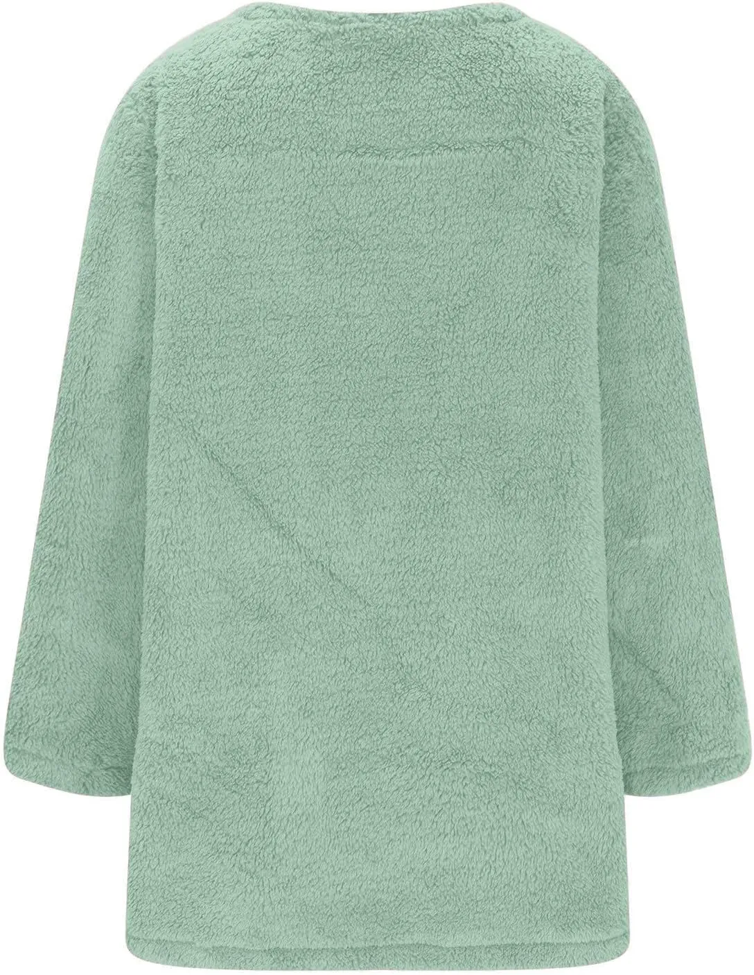 Fuzzy Fleece Pullover Women Sherpa Lined Crewneck Sweatshirts 2024 Trendy Winter Warm Faux Fur Loungewear with Pockets