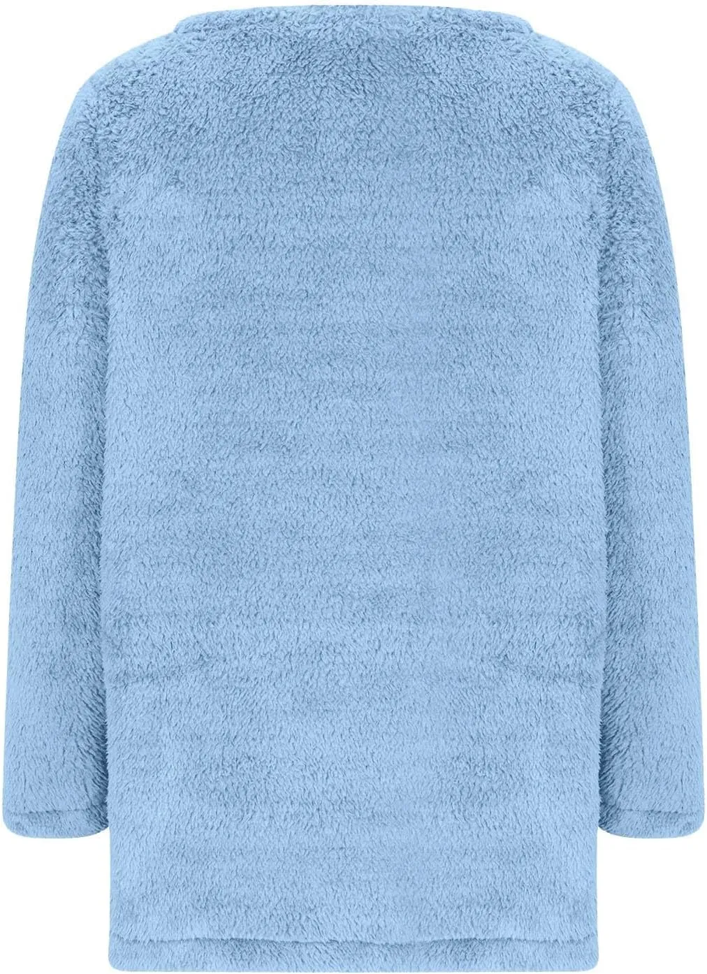 Fuzzy Fleece Pullover Women Sherpa Lined Crewneck Sweatshirts 2024 Trendy Winter Warm Faux Fur Loungewear with Pockets