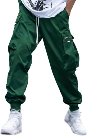 FZVYD Men's Baggy Cargo Pants Trendy Casual Parachute Pant Loose Fit Harem Joggers Relaxed Streetwear Joggers with Pockets