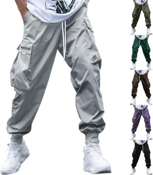 FZVYD Men's Baggy Cargo Pants Trendy Casual Parachute Pant Loose Fit Harem Joggers Relaxed Streetwear Joggers with Pockets
