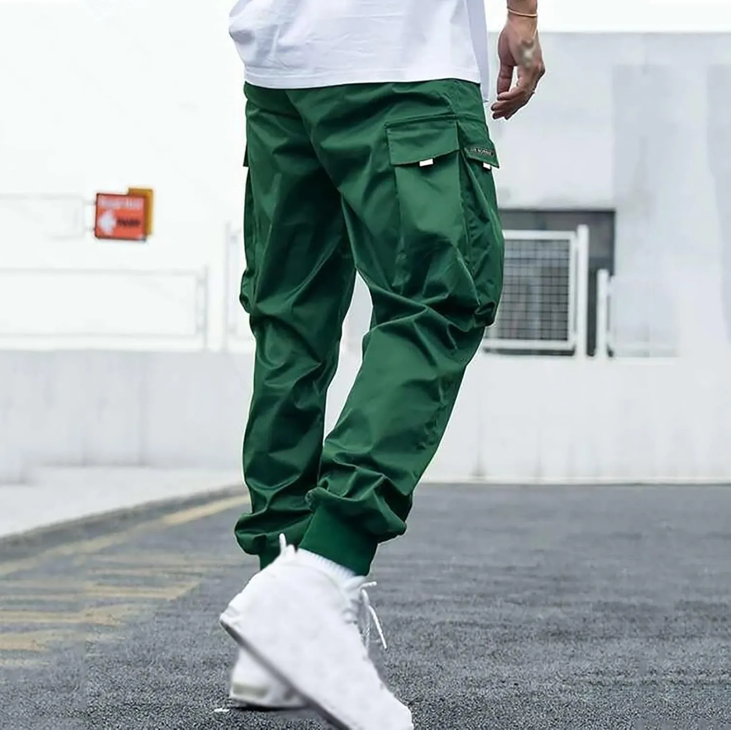 FZVYD Men's Baggy Cargo Pants Trendy Casual Parachute Pant Loose Fit Harem Joggers Relaxed Streetwear Joggers with Pockets
