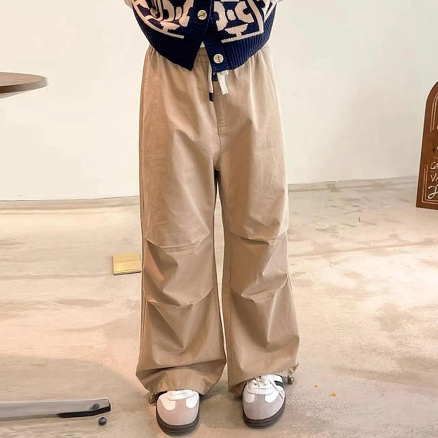Girls Cargo Pants Casual Wide Leg Kids Jogger Trouser Trendy Cargo Pants for Dance Hiphop Streetwear
