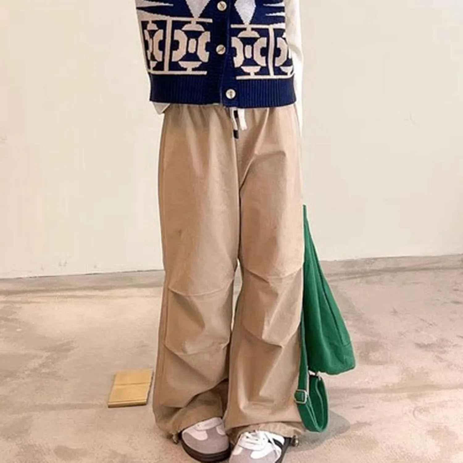 Girls Cargo Pants Casual Wide Leg Kids Jogger Trouser Trendy Cargo Pants for Dance Hiphop Streetwear