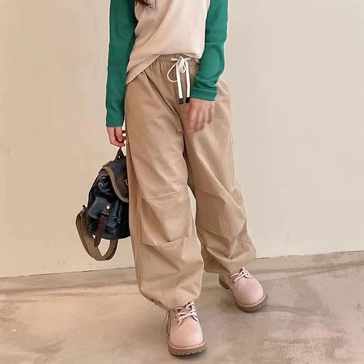 Girls Cargo Pants Casual Wide Leg Kids Jogger Trouser Trendy Cargo Pants for Dance Hiphop Streetwear