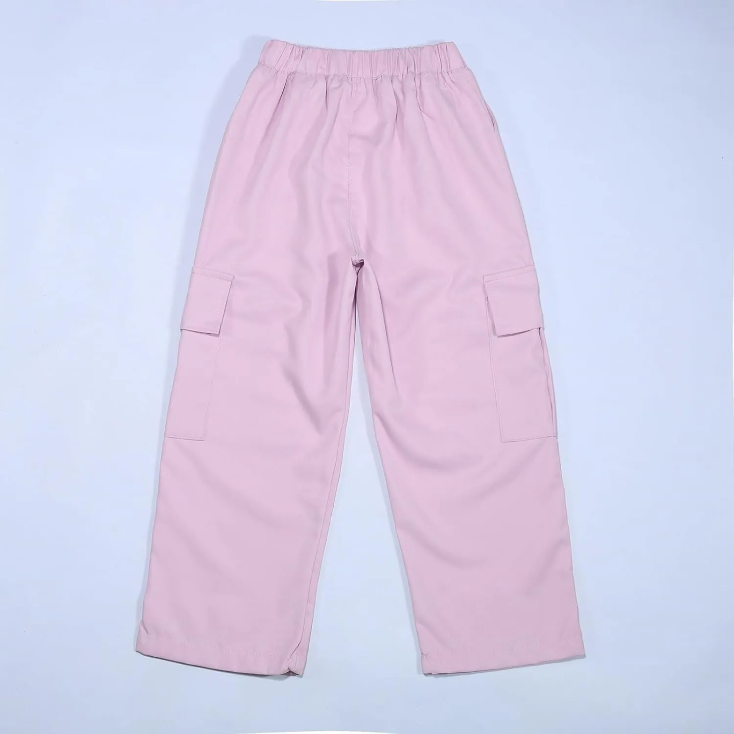Girls Cargo Pants Joggers High Waisted Kids Wide Leg Youth Loose Straight School Trousers