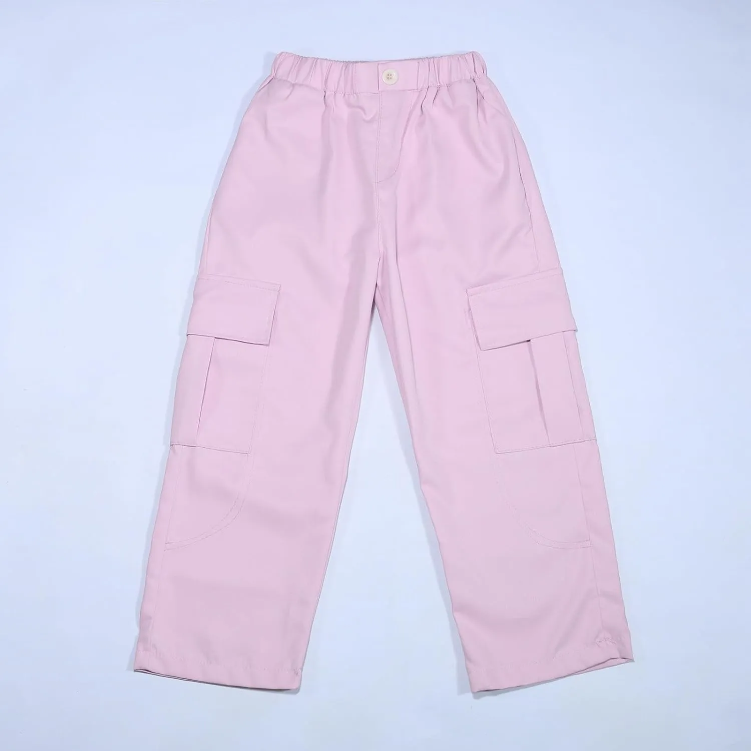 Girls Cargo Pants Joggers High Waisted Kids Wide Leg Youth Loose Straight School Trousers