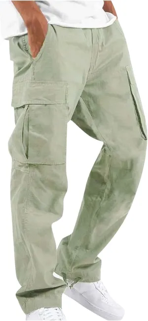 GOFULY Cargo Pants Mens Baggy Drawstring Elastic Waist Sweat Pants Tall with Multi Pockets Pants Casual Joggers Trousers