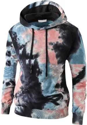 GOFULY Men’S Hoodies Tie Dye Fall Sweatshirts With Hood Fashion Hoodies Pullover Drawstring Long Sleeve Tshirts With Pocket