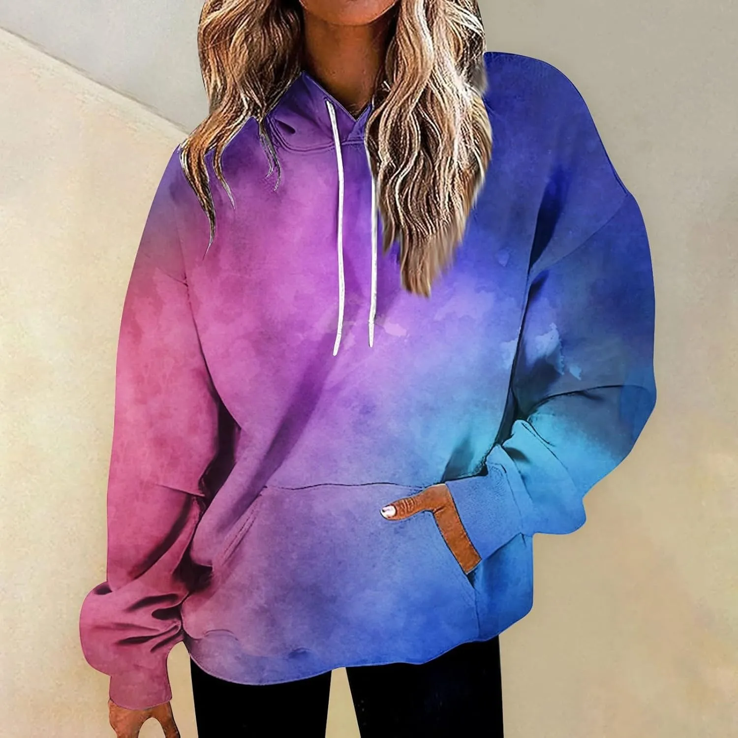 GOFULY Sweatshirt Blazer Women Fall Solid Hoodies Lightweight Winter Sweatshirts Long Sleeve Drawstring Sweaters With Pocket